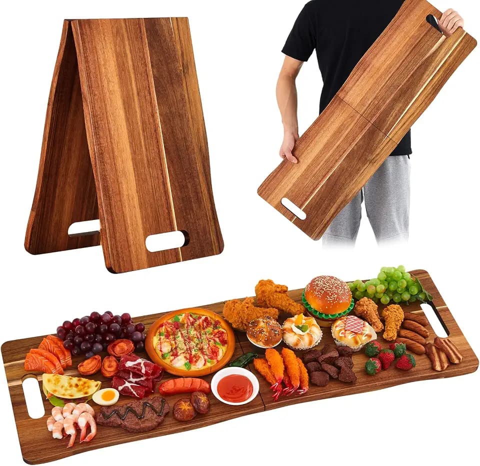 Foldtier Extra Large Christmas Acacia Charcuterie Board, 36 x 12 Inch