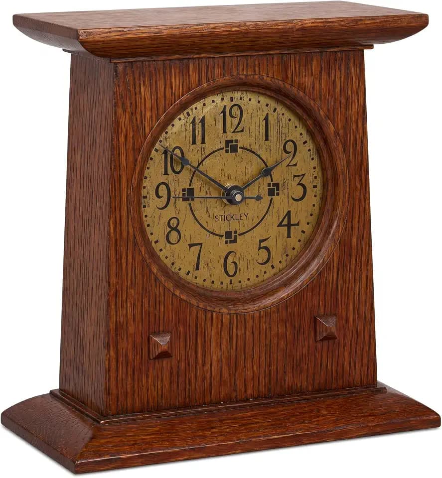 Stickley Prairie Mantel Clock, Onondaga Brown Finish