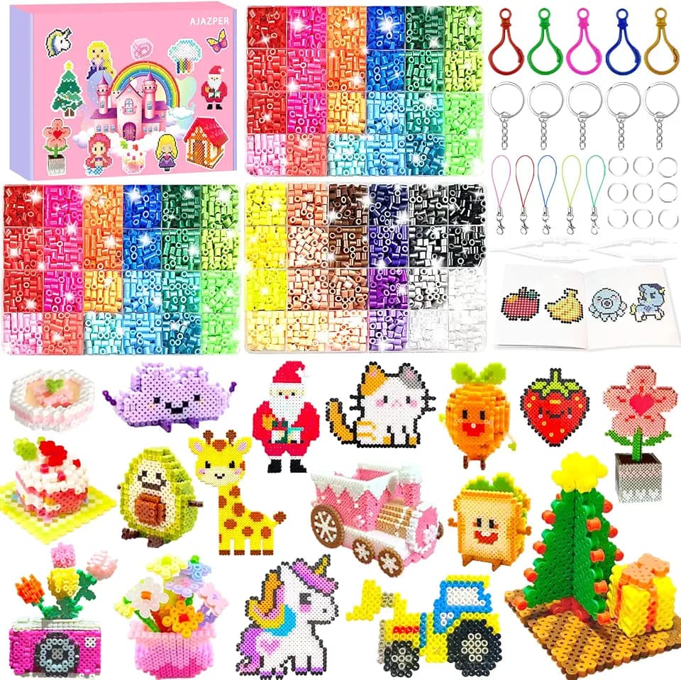 5MM Fuse Beads Kit for Kids, 72 Colors Fuse Beads Set Including Pegboards, Ironing Papers and Accessories, 3 Boxes Iron Beads, DIY Arts and Crafts Project for Girls & Boys Toys Gifts for Kids Age 5+