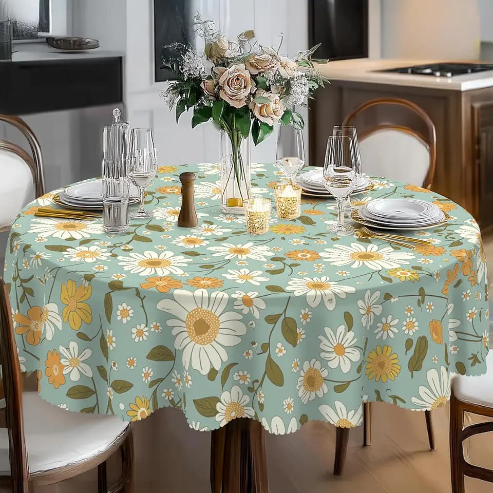 Eikione Round Tablecloth 60Inch, Tablecloth Waterproof and Wrinkle-Free