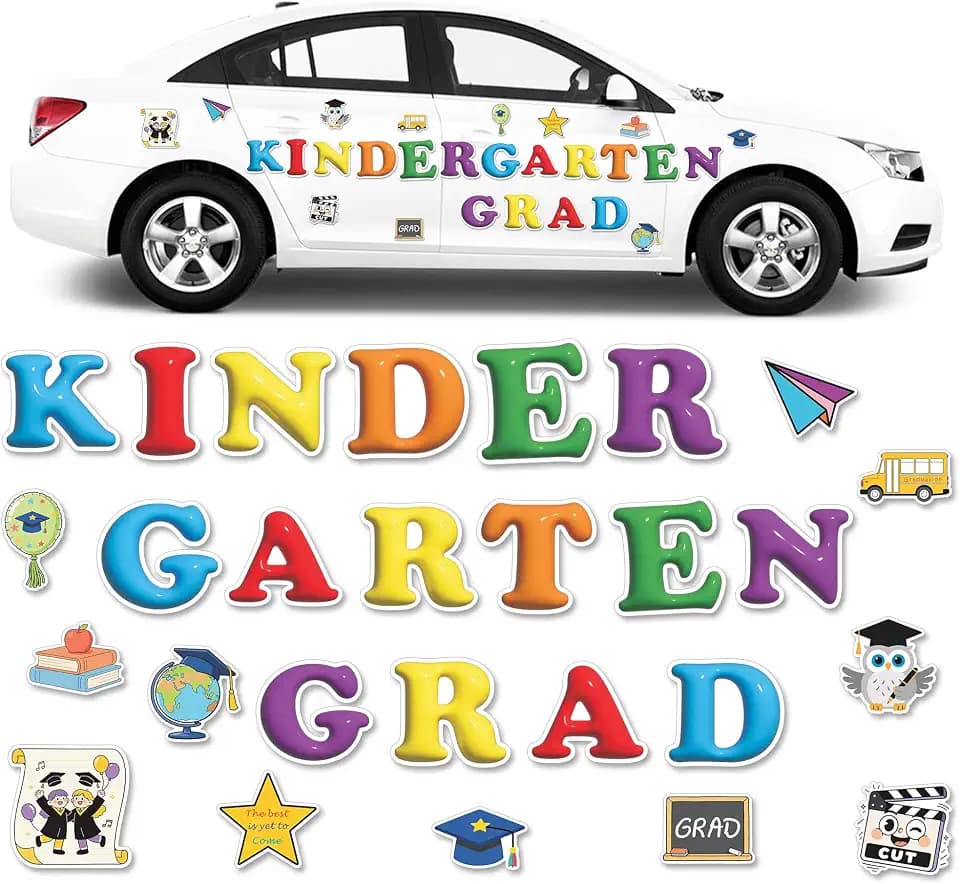 Graduation Car Magnet Decoration - 27Pcs Kindergarten Congrats Grad Magnetic Decor for Class of 26 Graduate School Classroom Fridge Refrigerator Bulletin Board Home Cruise Ship Party