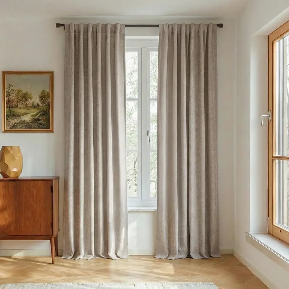 RYB HOME Natural Beige 100% Blackout Linen Curtains 78 Inches for Bedroom