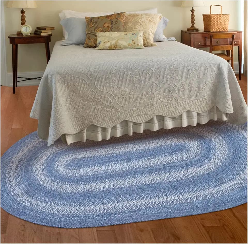 Homespice Denim Jute Braided Oval Rugs Ideal as Oval Braided Rugs 5x8'