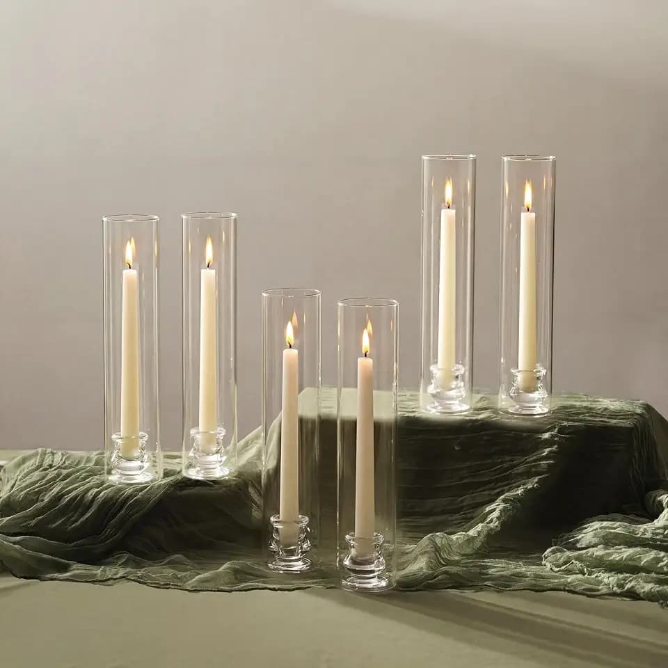 NUPTIO Hurricane Candle Holders for Table Centerpiece- 12" H Set of 6