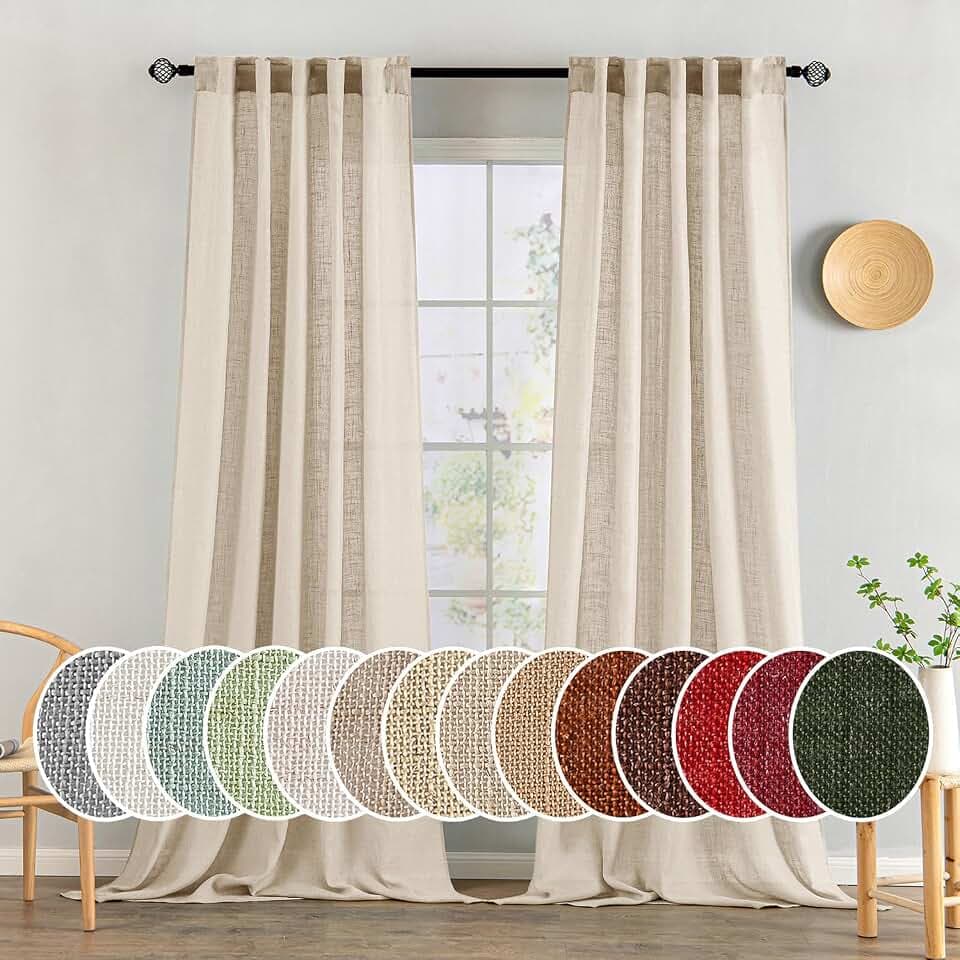 MIULEE Light Taupe Linen Curtains 52x96 Inches Long 2 Panels for Bedroom