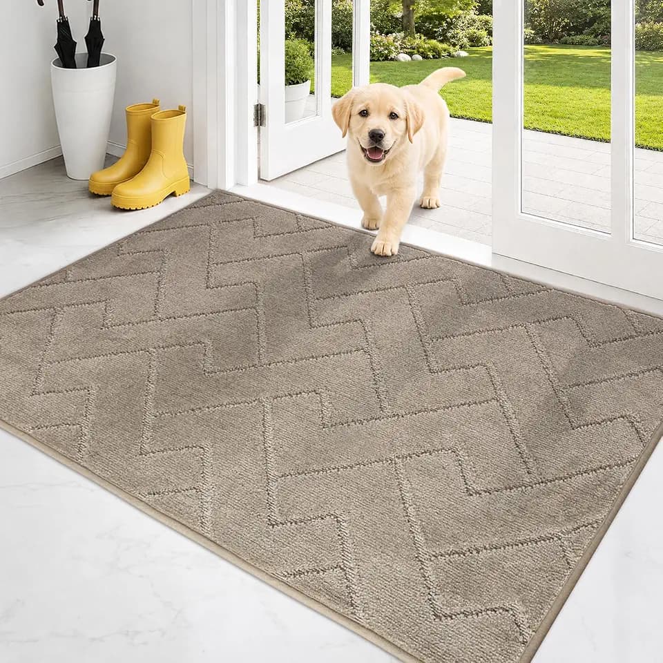 PURRUGS Dirt Trapping Door Mat Indoor Entrance, 32" x 47", Taupe