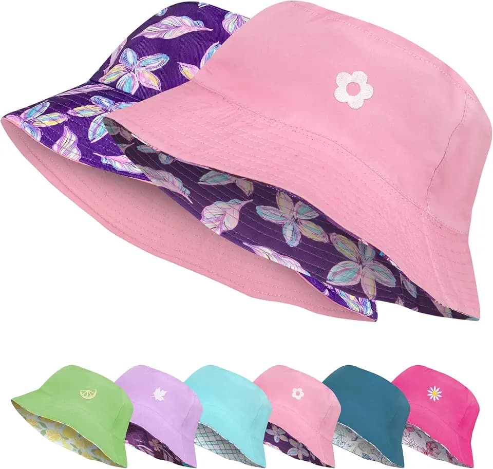 HONGTEYA Kids Sun Hat Double Side Sun Protection Bucket Boys Girls Summer