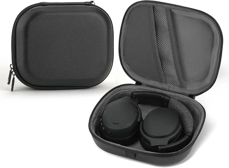 Linkidea Kopfhörer-Tragetasche kompatibel mit Bose QC Ultra, Sennheiser PXC 550-II, Logitech H820e, Ersatz-Hartschalen-Reisetasche mit Kabel, Ladegerät-Aufbewahrung (schwarz)