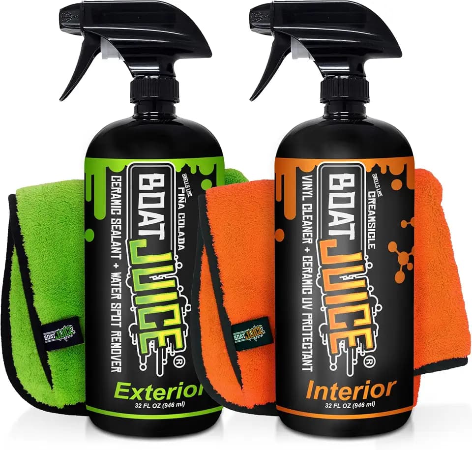Boat Juice Necessity Boat Cleaner Kit, Interior & Exterior Spray + 2 Towels