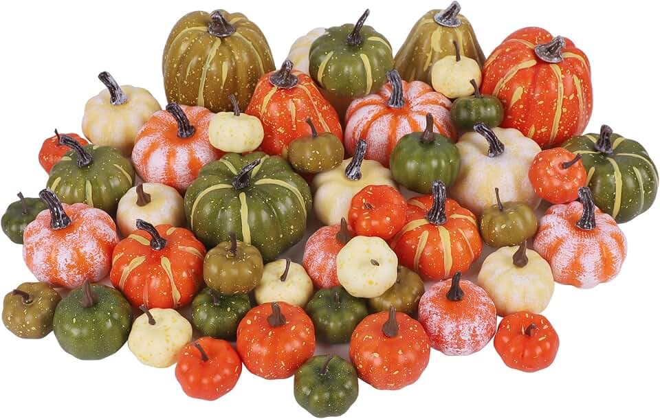 winemana 46 Pcs Artificial Pumpkins for Decorating Fall Decorations