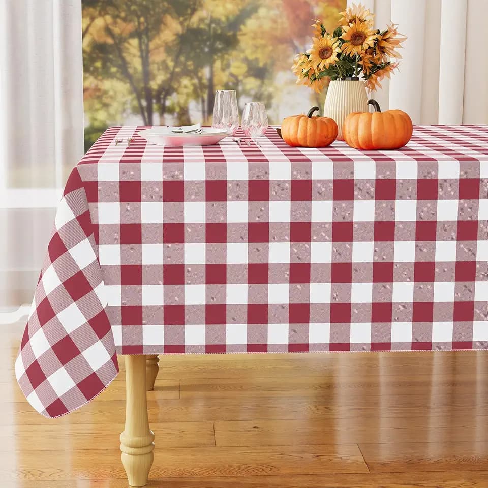 misaya Rectangular Waterproof Vinyl Table Cloth, Flannel Backed Tablecloth