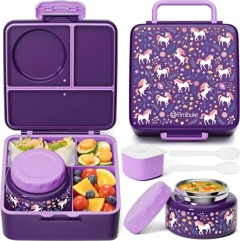 Fimibuke Bento Box for Kids Adults, BPA Free Toddler Lunch Box with Thermo