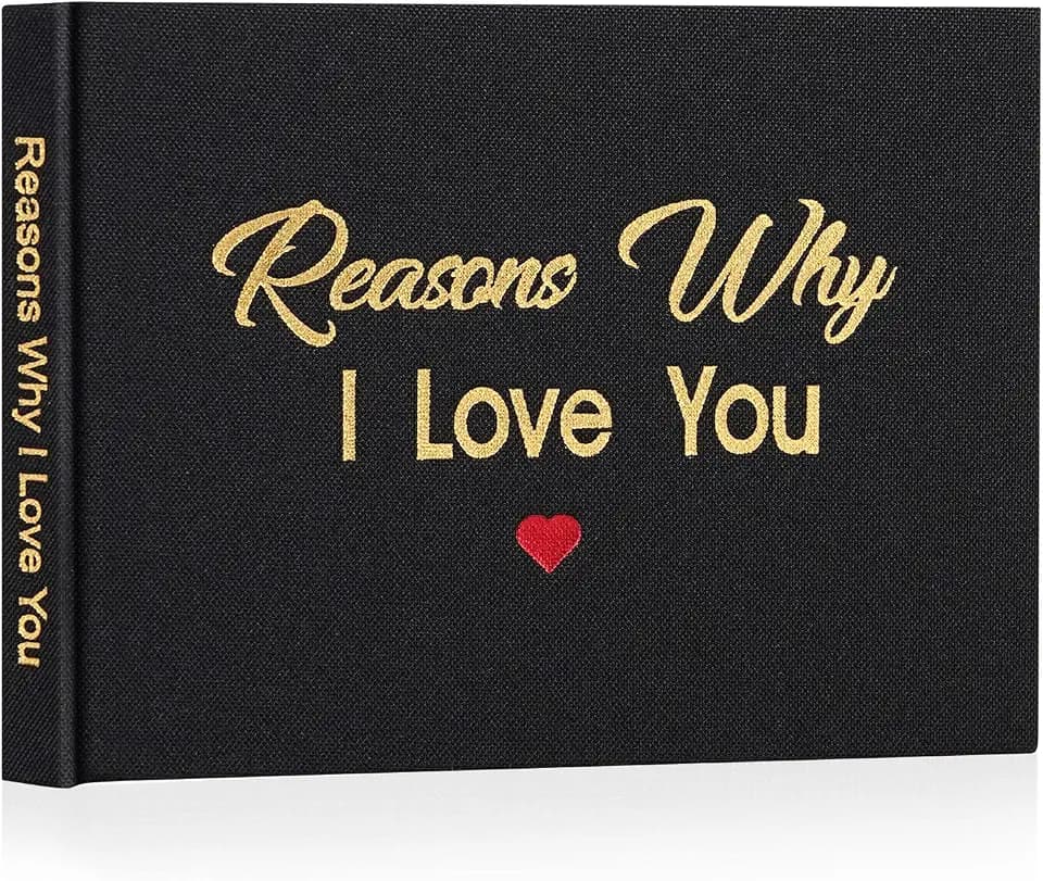 Artmag What I Love about You Fabric Book, Fill-in-the-Blank Love Journal Book for Couples Husband Wife Him Her Birthday Christmas Gifts Stocking Stuffer (Black)