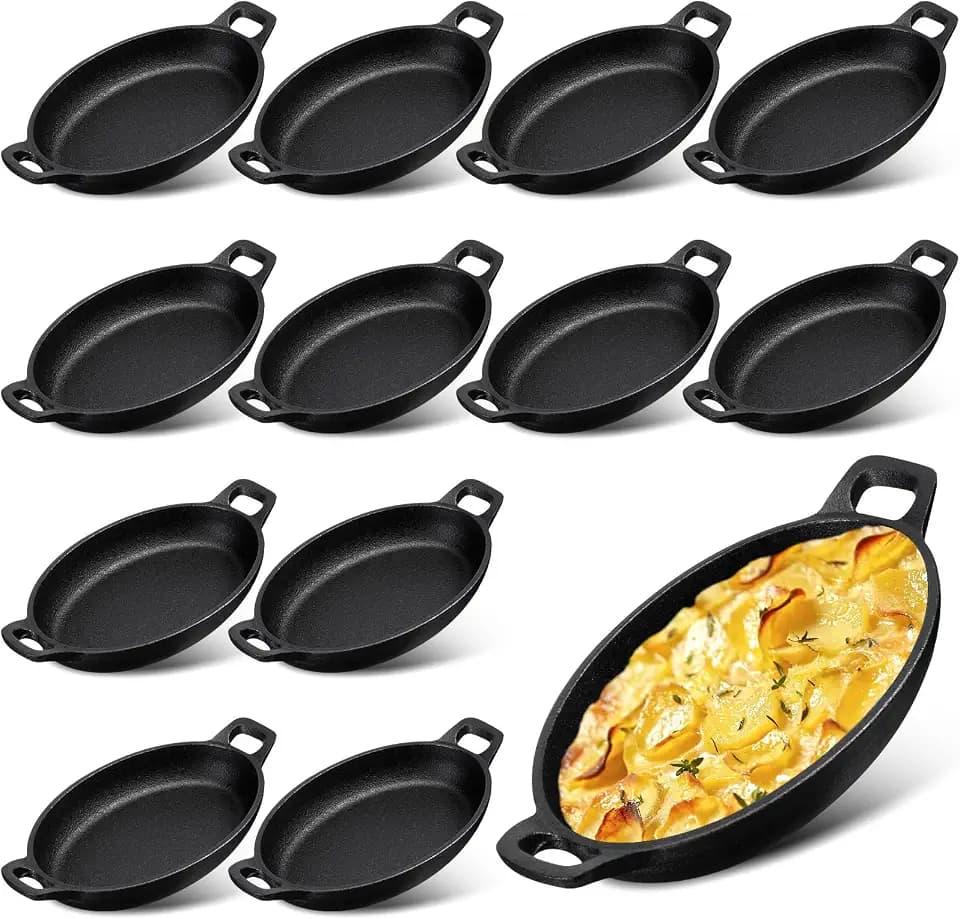 Mifoci 12 Pcs Oval Serving Dish 7.1" x 4.7" Sizzling Steak Plate Pan