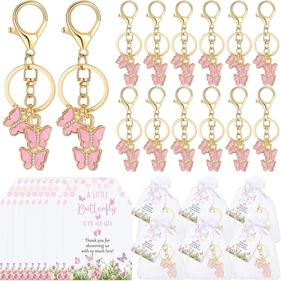 Landical 25 Sets Butterfly Baby Shower Keychain Party Favors Gifts