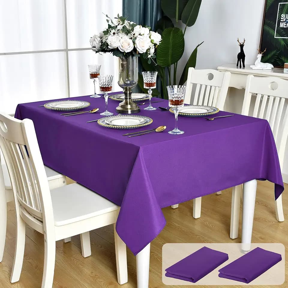2 Pack Purple Rectangle Waterproof Tablecloth, 60x102 inch
