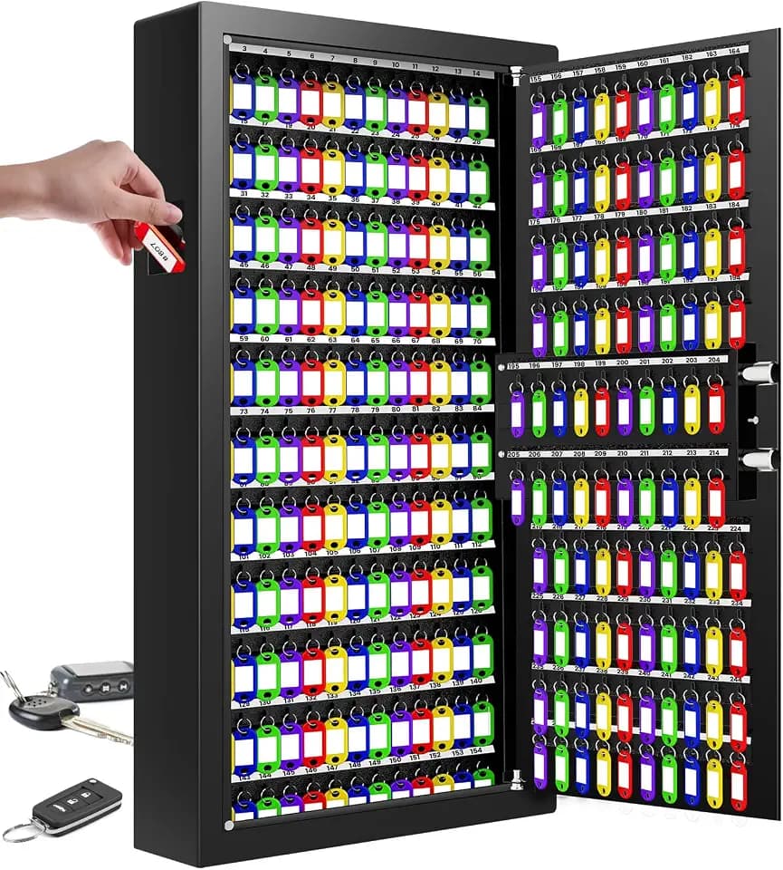 254 Keys Digital Key Lock Box Wall Mount with Digital Code & Side Drop Slot