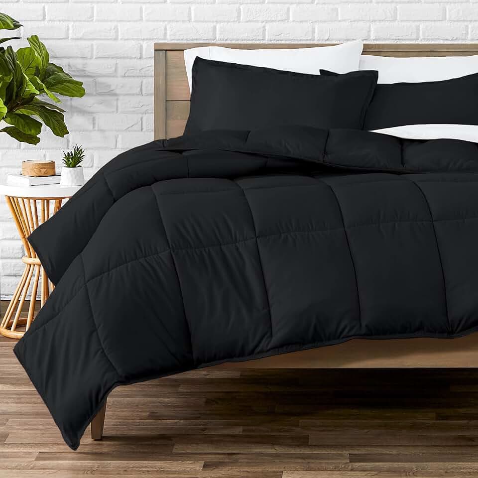 Bare Home Comforter Set - 1800 Ultra Soft (Oversized Queen, Black)