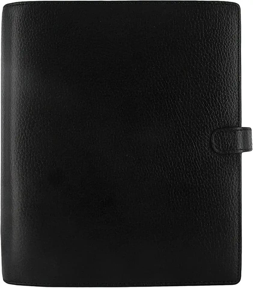 Filofax Finsbury Organizer, A5 Size, Black - Traditional Grained Leather, Six Rings, Week-to-View Insert, Multilingual (C025368)