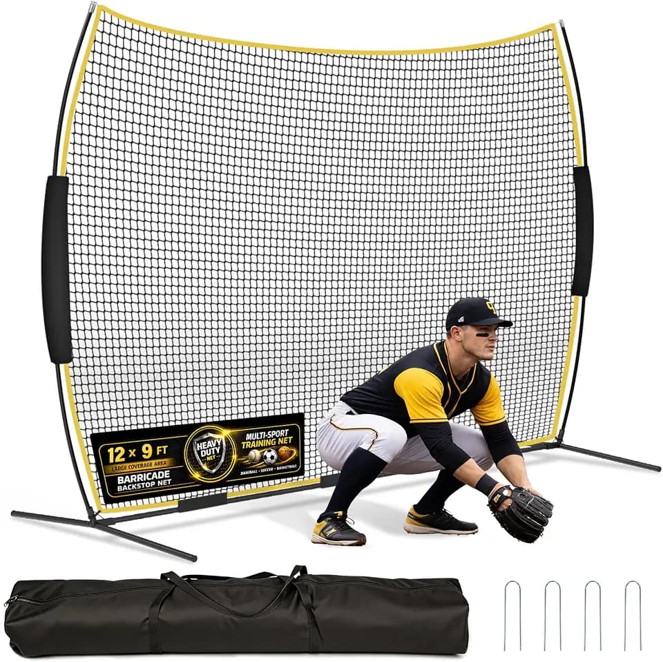 Barricade Backstop Net, 12x9ft/16x10ft/20x10ft Ball Stop Netting