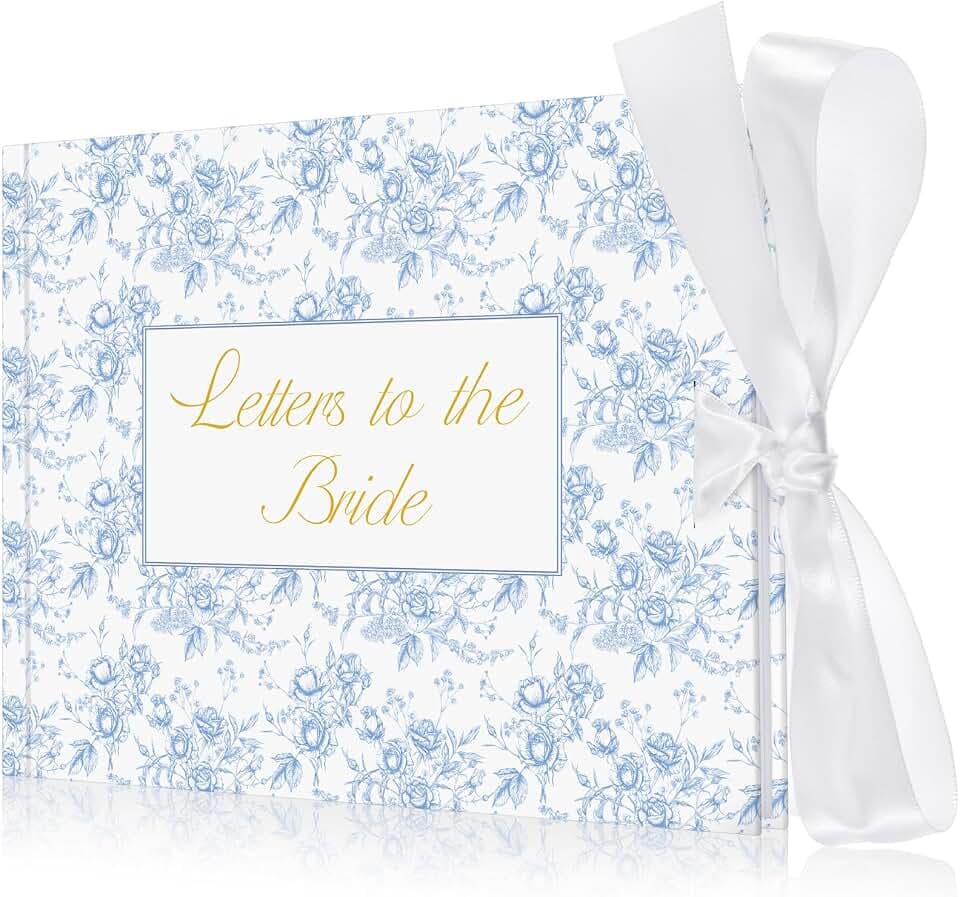 Wedding Guest Book with Pen Letters to Bride, Blue, Paper, Classic