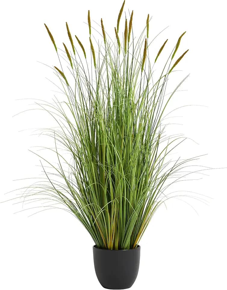 KOL 4ft Artificial Cattail Reed Grass, 47.2in Fake Onion Grass Plant, Green