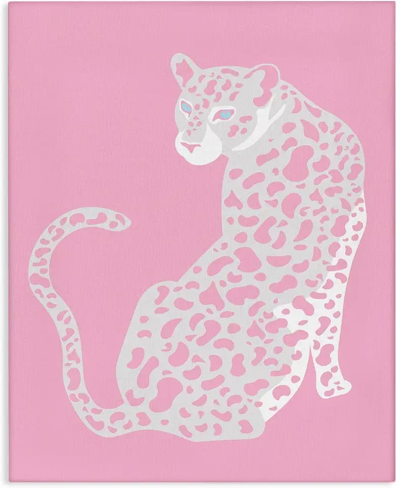 Pink Leopard Cheetah Portrait, 24 x 30 Inch Canvas Wall Art