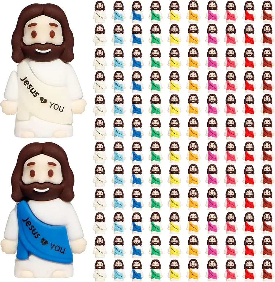 120PCS Little Jesus Figures, 10 Color Tiny Jesus Figurines in Bulk, Mini Jesus Figure to Hide and Seek Religious Gifts for Easter Egg Stuffers Fillers, Christian Gifts for Women Mom (120PCS)