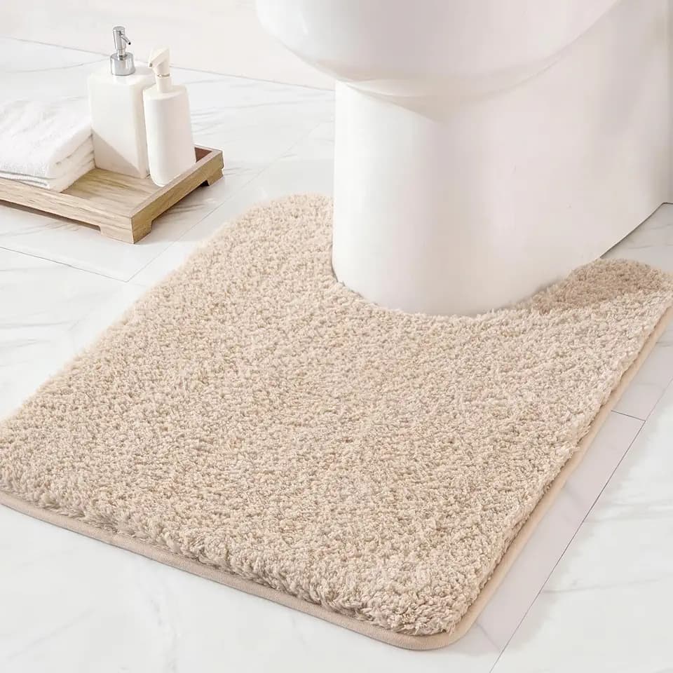 Exclusivo Mezcla Absorbent Toilet Rug U-Shaped, Non-Slip Bath Mat, 20x24
