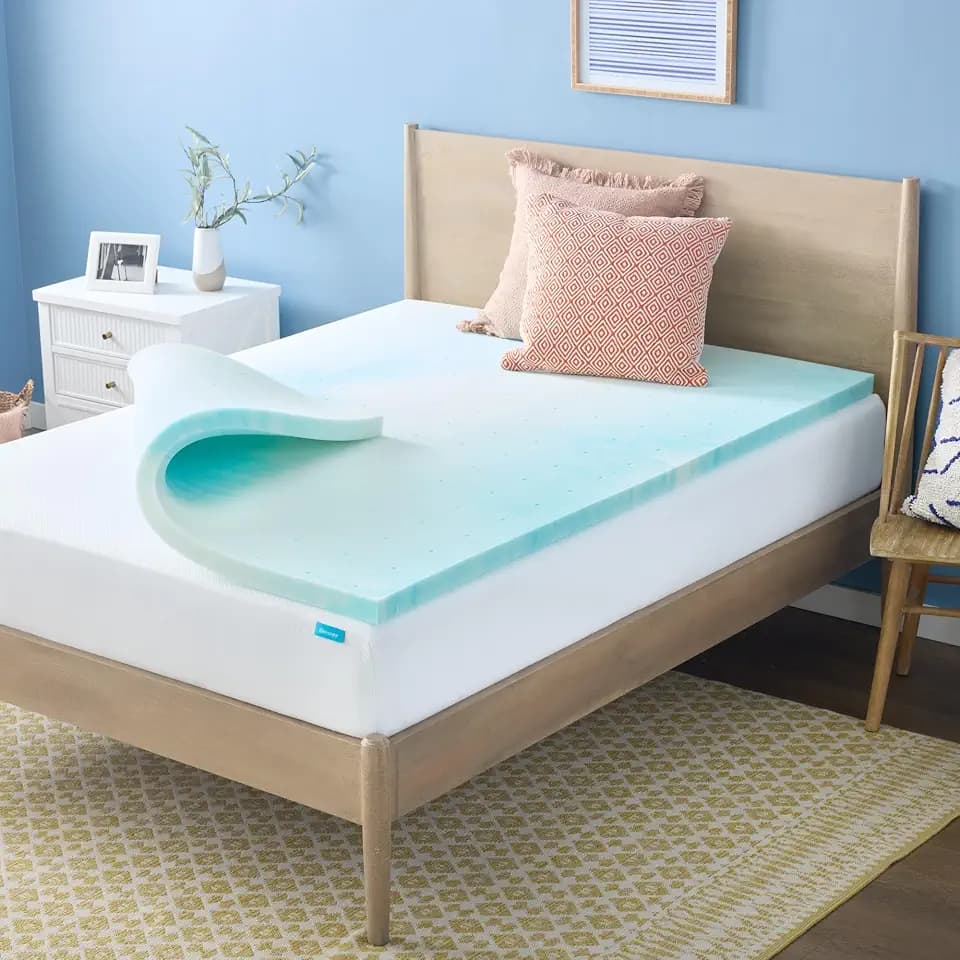 Linenspa 2 Inch Swirl Gel Memory Foam Mattress Topper, Cooling, Twin Size