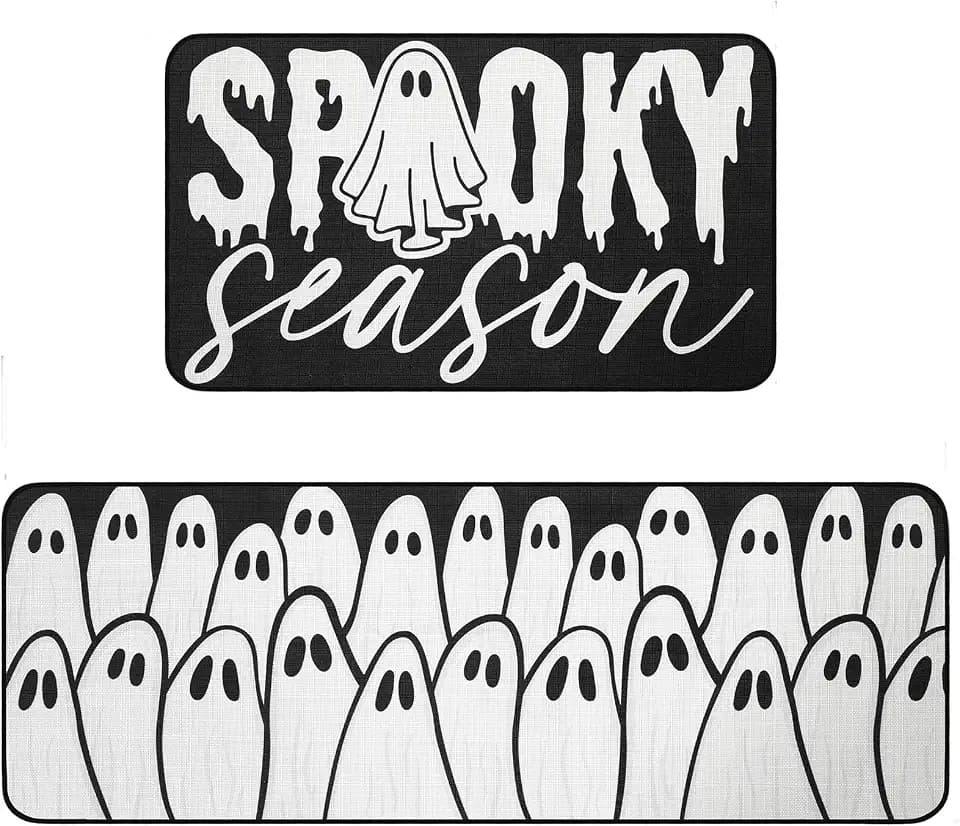 Ghost Kitchen Rug Set of 2 Halloween Spooky Season Kitchen Mats