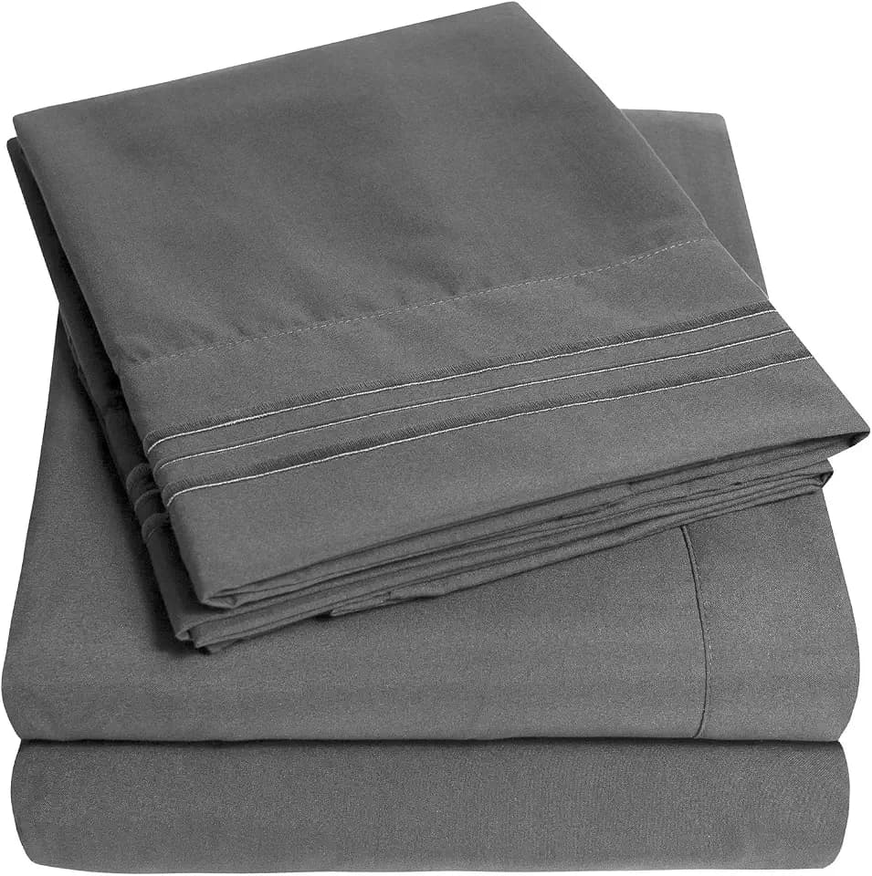 1500 Supreme Collection Extra Soft RV Short Queen Sheets Set, Gray - Luxury Bed Sheets Set with Deep Pocket Wrinkle Free Hypoallergenic Bedding, Over 40 Colors, RV Short Queen Size, Gray