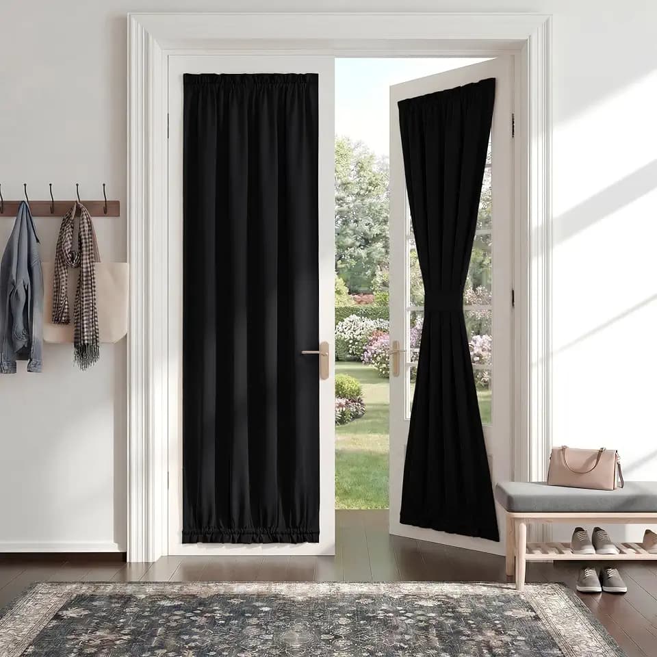 PONY DANCE Blackout Door Panel, 25 x 72 inches, Black, One Panel