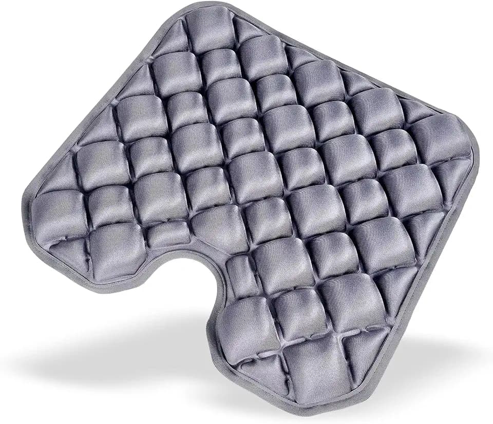 Inflatable Seat Cushion, Coccyx Cushion for Office Chair, Car & Wheelchair, Ergonomic Pressure Relief for Tailbone & Sciatica, Adjustable Firmness, Non-Slip Seat Pad for Long Sitting 16.6" × 15.8"