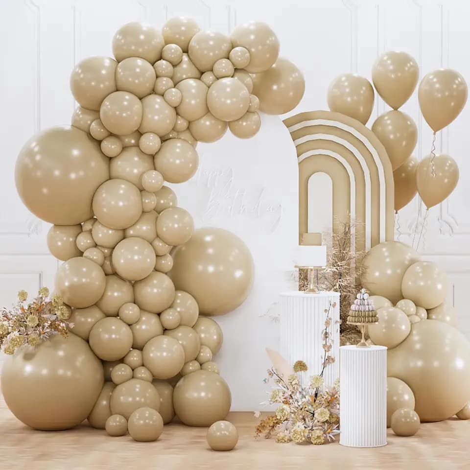 PartyWoo Cream Balloons 152 pcs Different Sizes of 18 12 10 5 Inch Beige Ivory Nude Neutral Boho Fall Latex Balloons for Graduation Birthday Baby Shower Jungle Theme Party Decorations Brown-F56