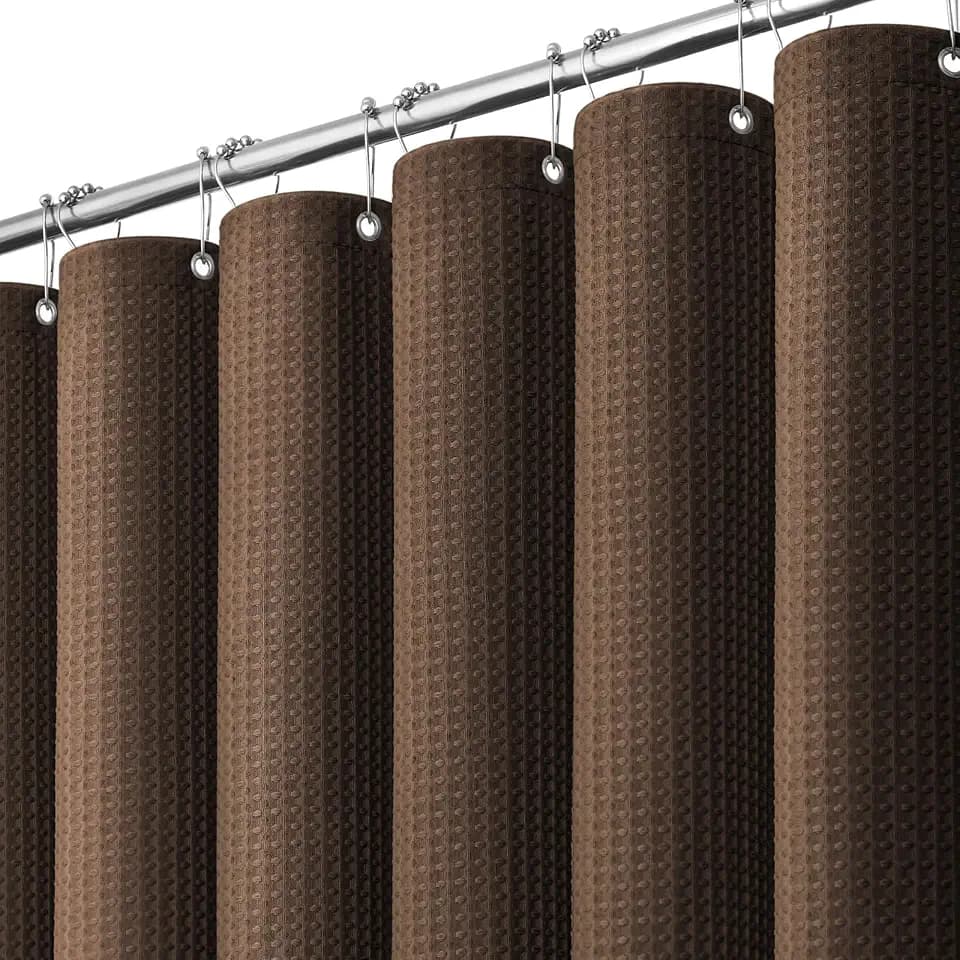 Dynamene Stall Waffle Shower Curtain 256 GSM Heavy Fabric 36x72 Brown