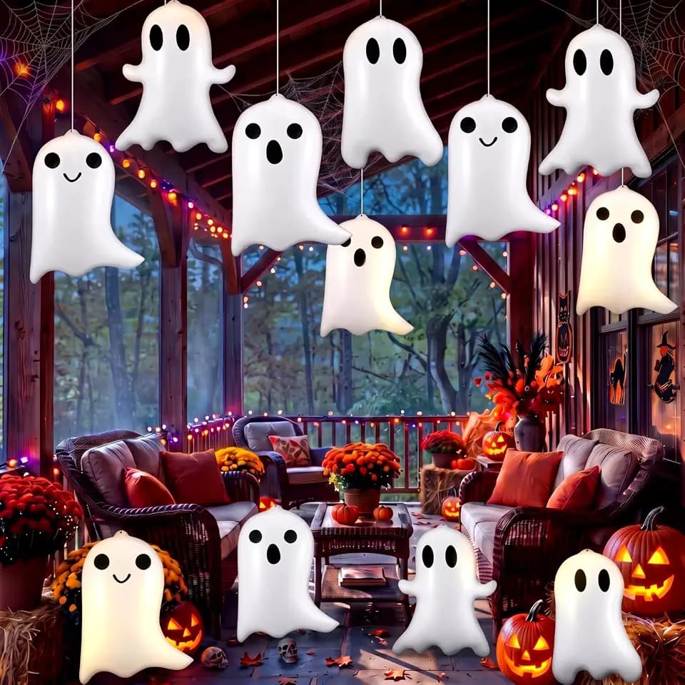 Leyndo 12 Pcs Inflatable Ghost Halloween Outdoor Decorations, 17 Inch