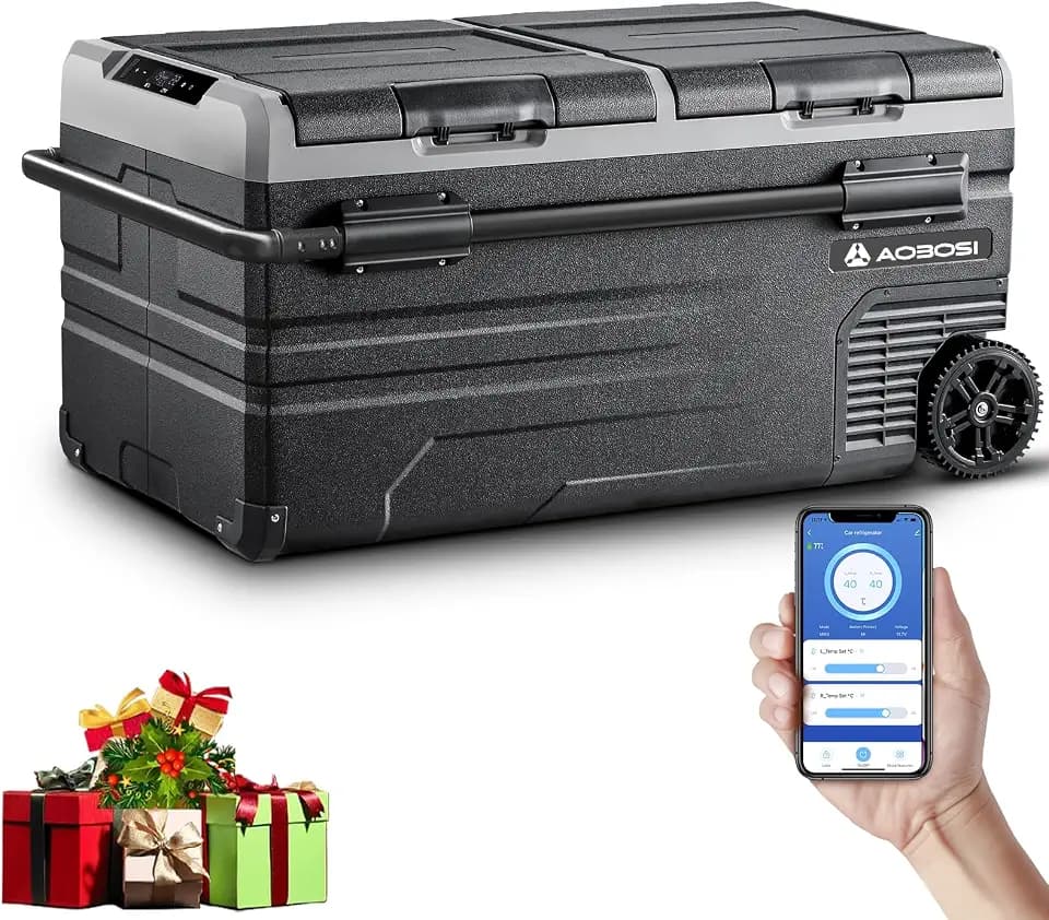 AAOBOSI 95L Kompressor Kühlbox, Dual Zone, Kühlbox Kompressor mit APP