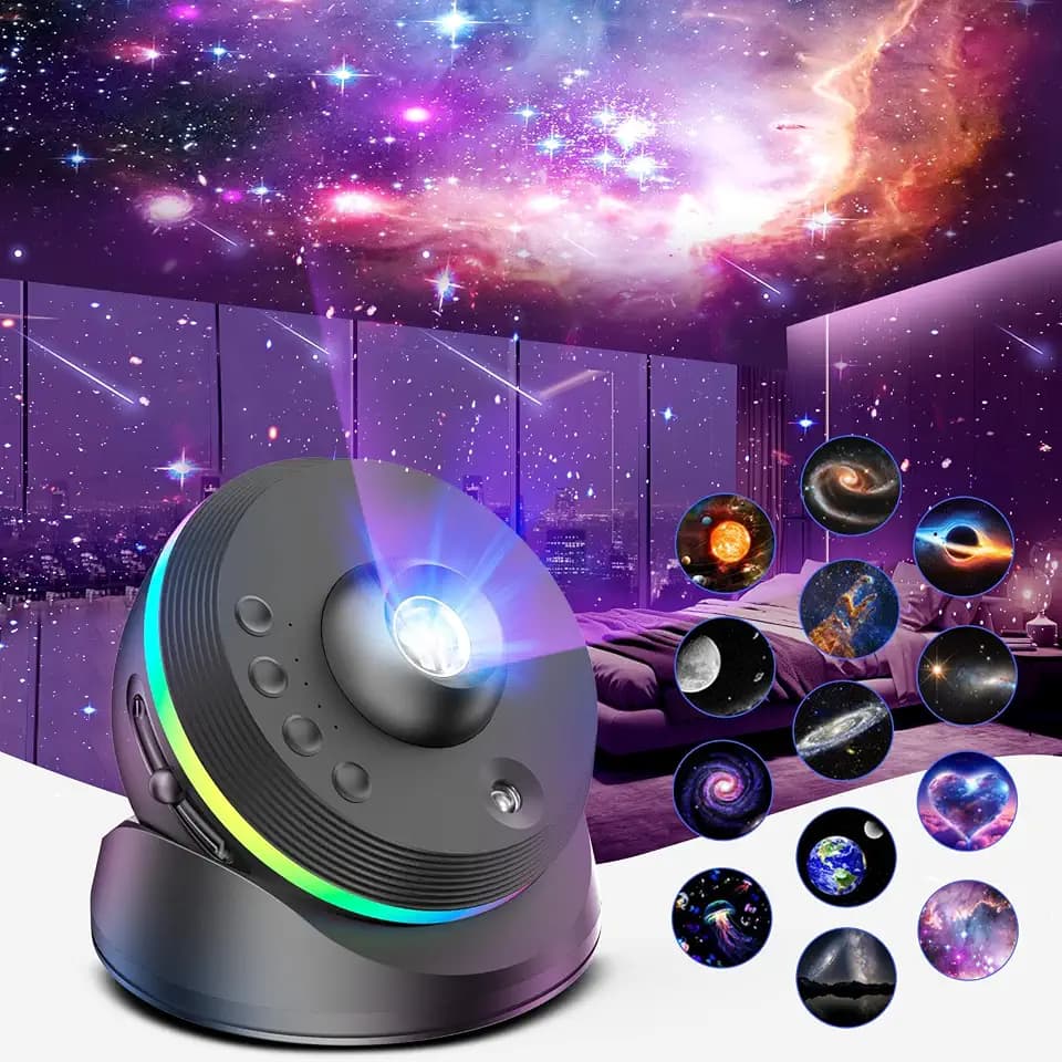 Meteor Galaxy Projector, 13 in 1 Planetarium Star Projector Starry Sky Night Light with Solar System Constellation Moon for Bedroom Ceiling Home Theater Living Room Decor