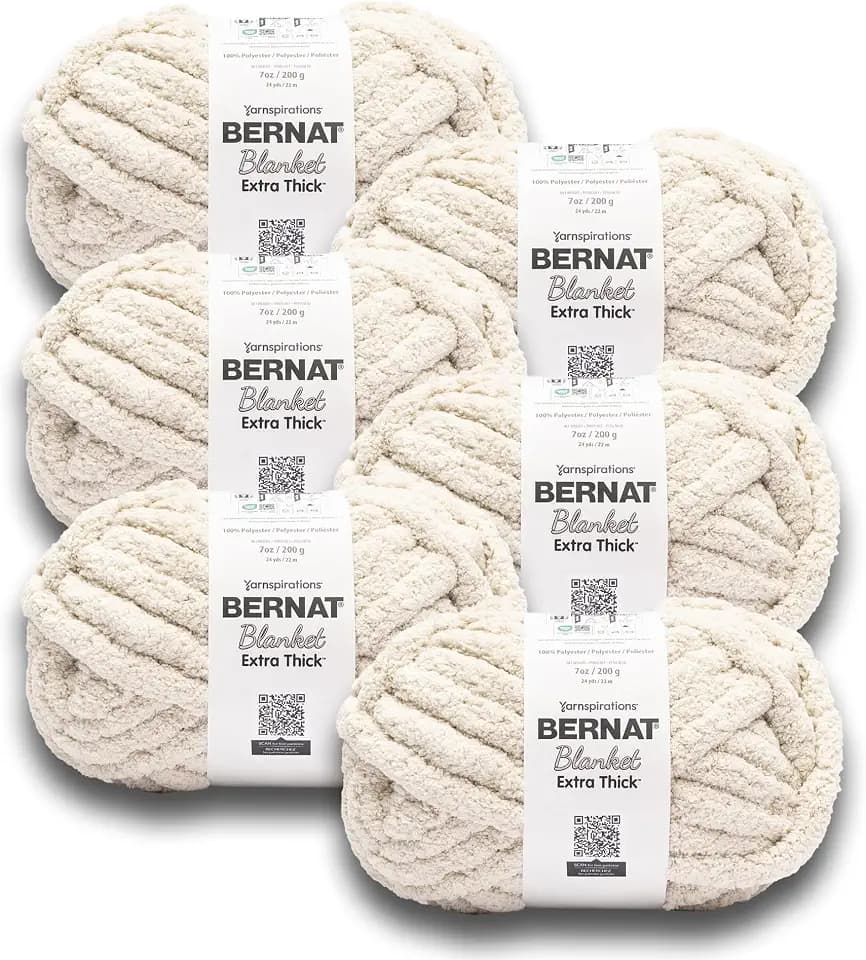 Bernat Extra Thick Chunky Yarn for Crocheting Soft, Oatmeal, 6-Pack