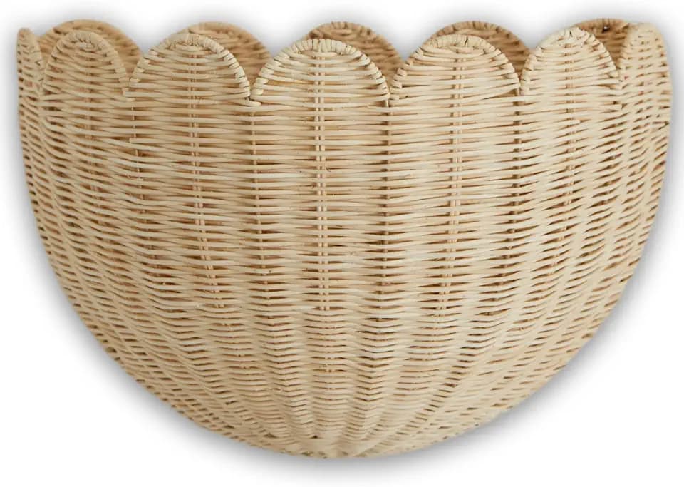 BEBE BASK Scalloped Wicker Wall Basket - The Original - 16 x 10 x 7 In