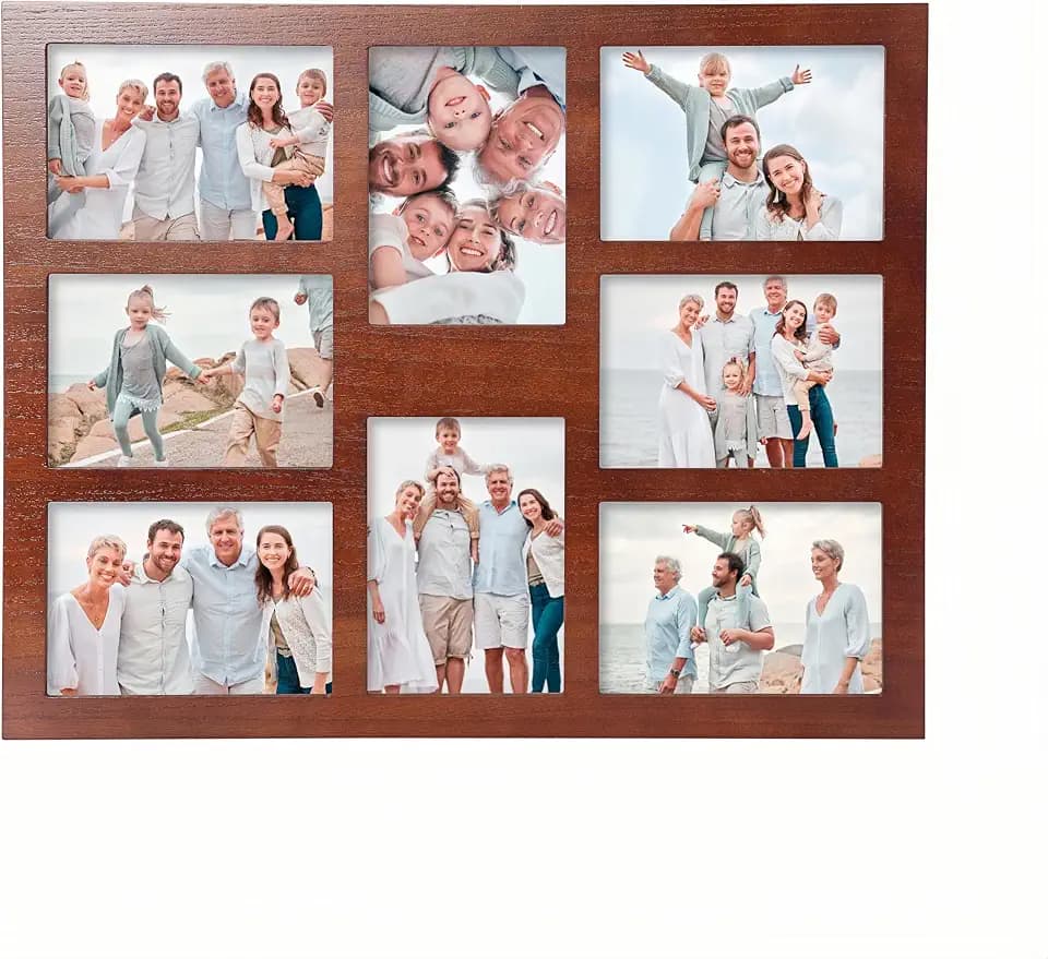 5x7 Picture Frame Collage for Wall Decor-Large Size 8 Openings Brown