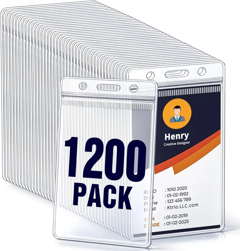 Jumly1200 Pack ID Badge Holder, 2.5" x 3.8" Vertical Waterproof ID Holder