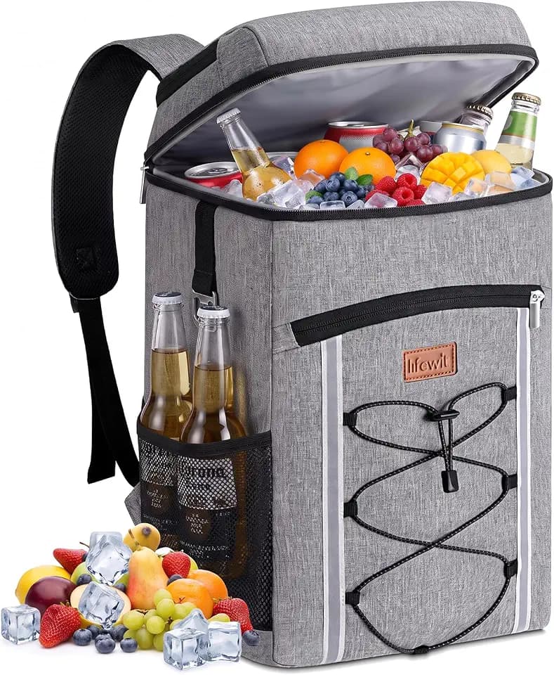 Lifewit Isolierter Thermo-Kühlrucksack 28L, Tragbare Kühltasche, Grau