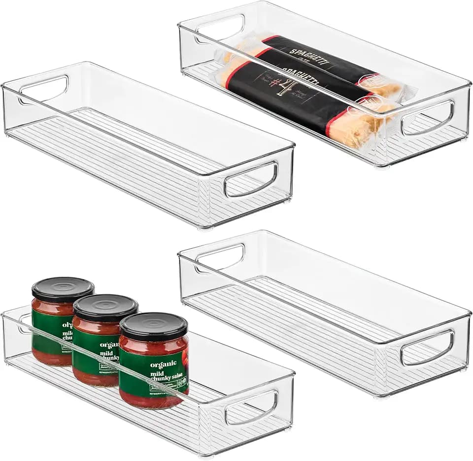 iDesign Slim Extra Long Clear Storage Bin, 4-Pack