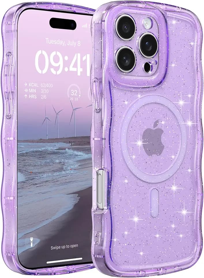 FABSPARK Glitter Case for iPhone 16 Pro,Fit for MagSafe,Purple