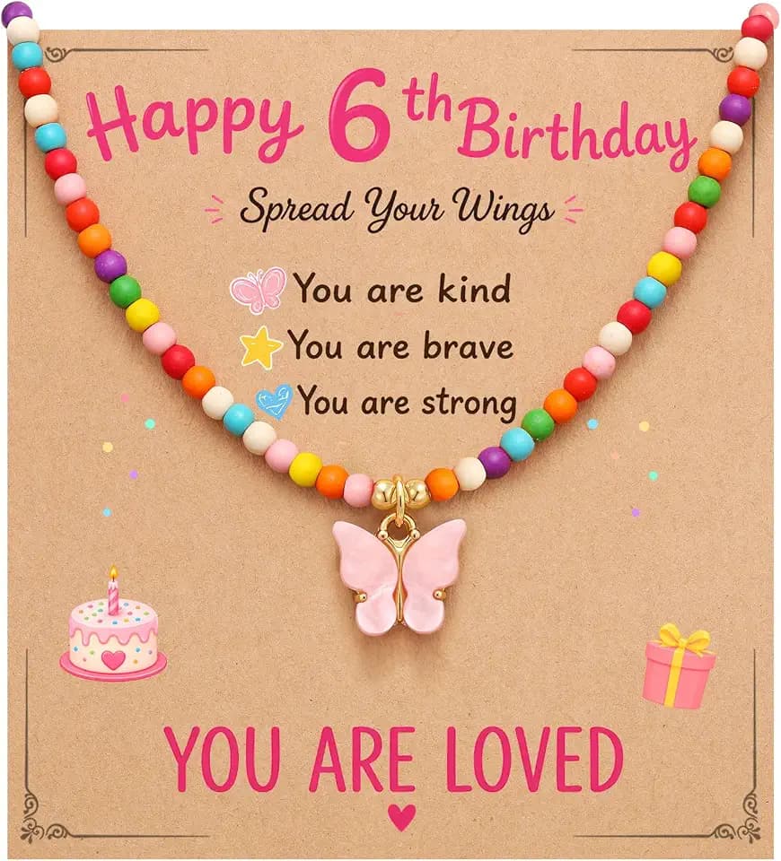 Happy 5th 6th 7th 8th Birthday Gifts for Girls Butterfly Necklace