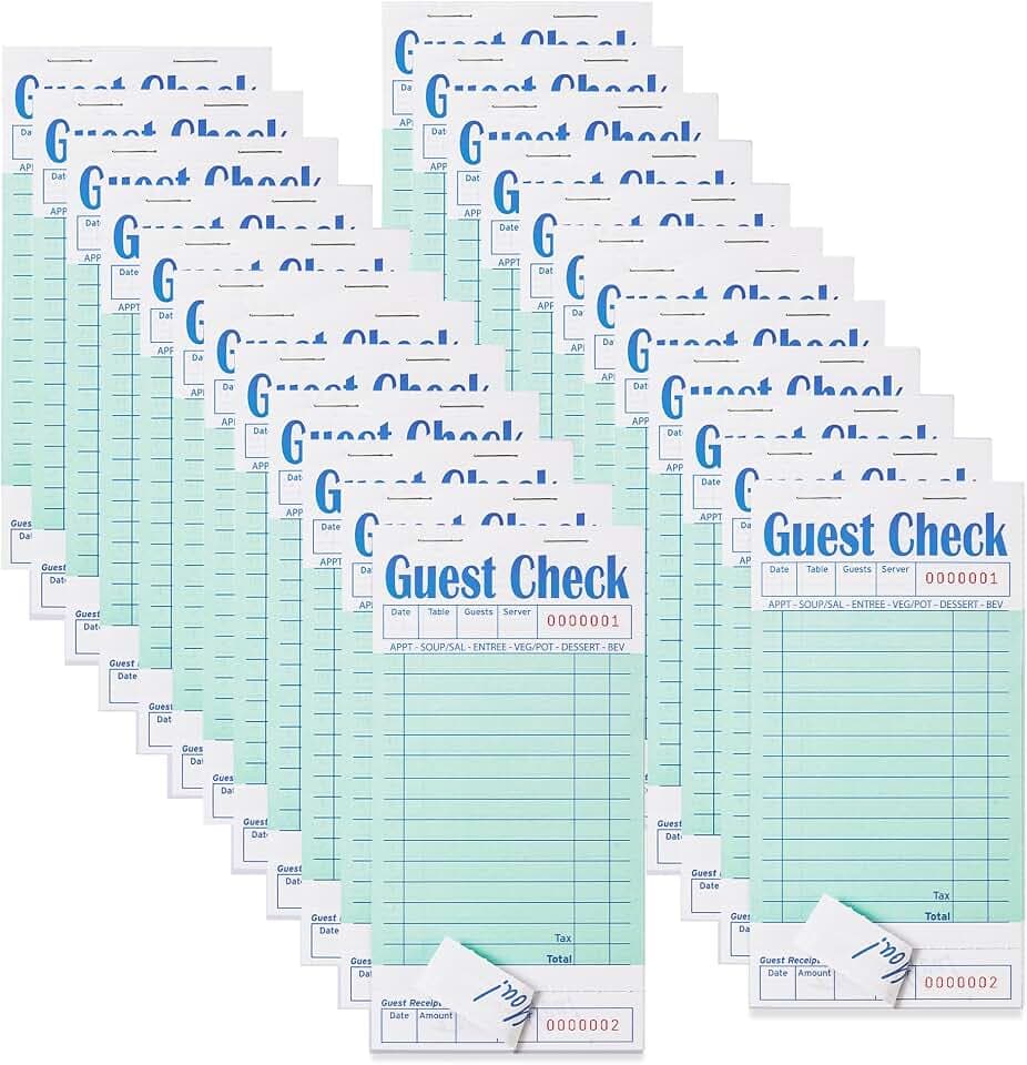 ZPARIK 24 Pack Guest Checks Books for Servers Server Note Pads, Green
