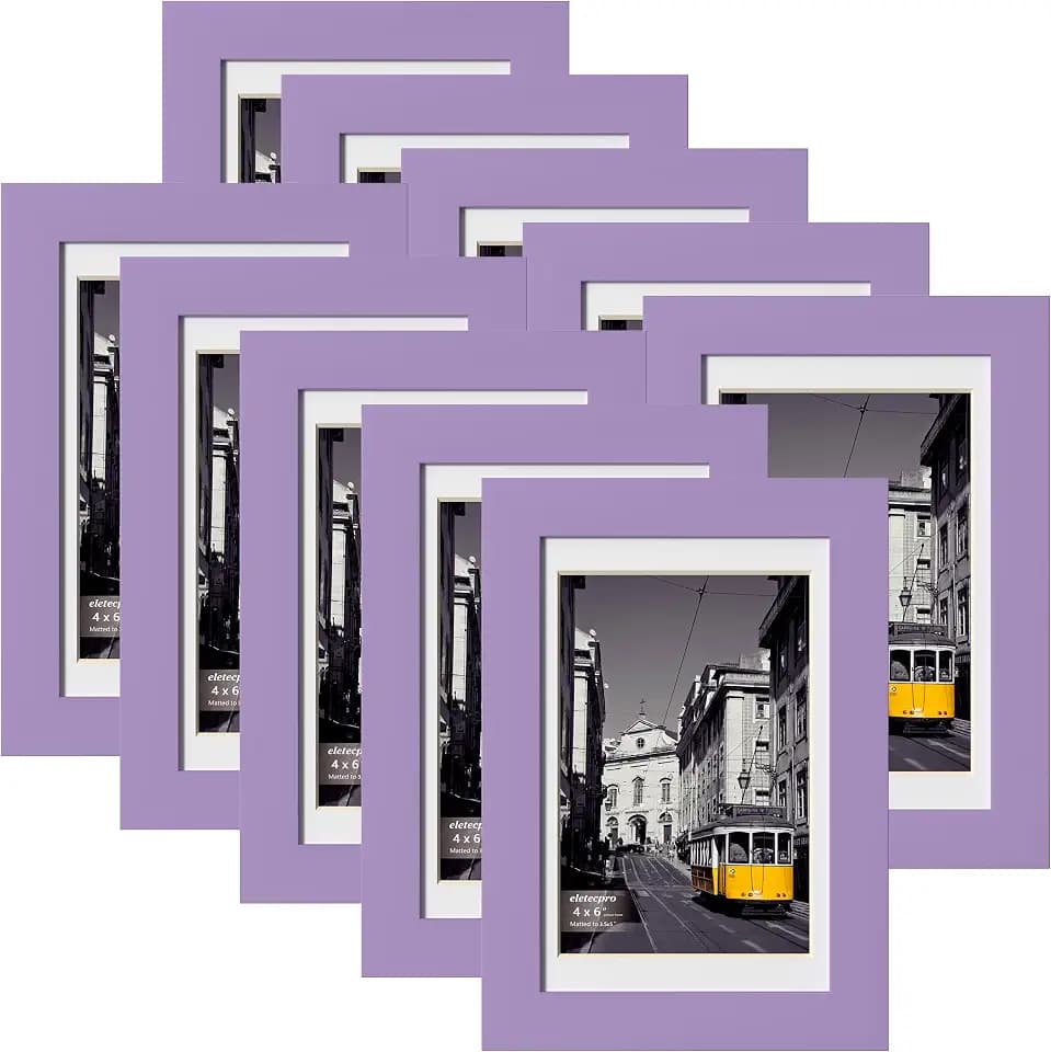 eletecpro 4x6 Picture Frames, Acrylic Cover, Purple, Set of 10