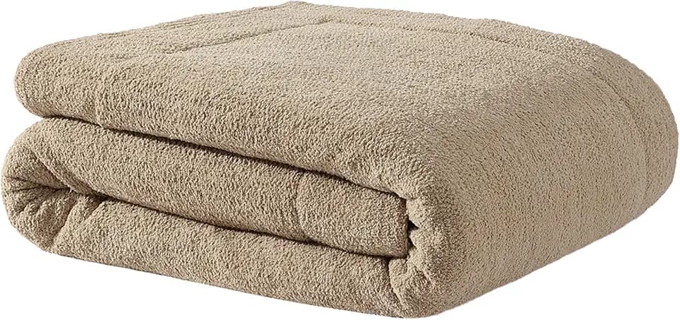 Sunday Citizen Snug Comforter King Size – Fluffy Plush Luxury, Reversible Cozy & Cooling Soft Thick King Comforter with Recycled Fill, Machine Washable (Biscotti)